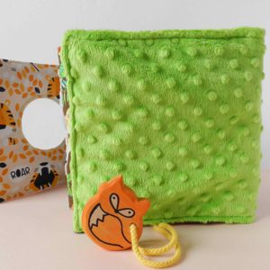 green-quiet-book-for-baby-with-wooden-fox