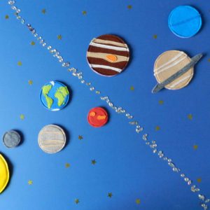 felt planets and sun with magnets. Educational toy for kids
